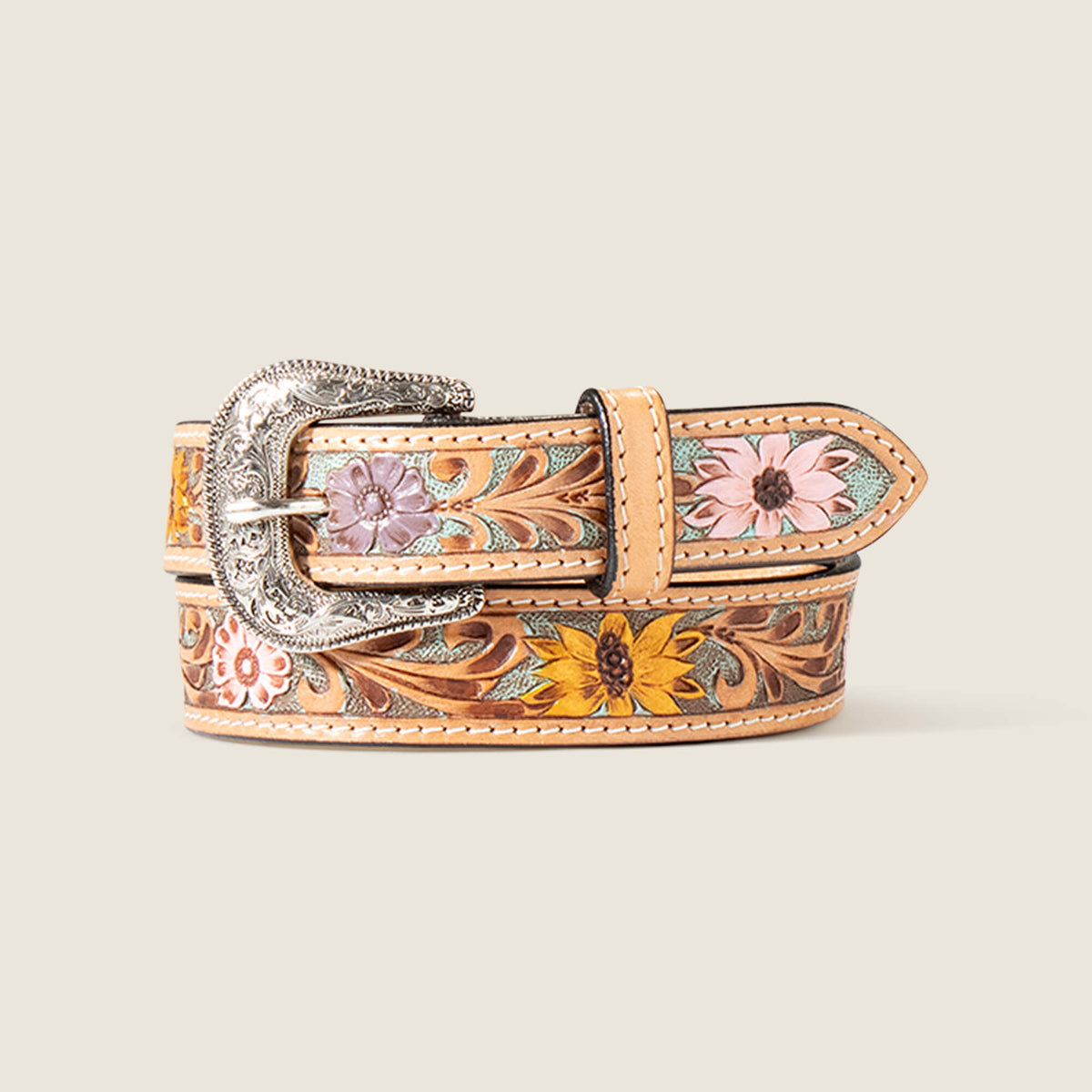 Flower Tooled Belt - US 4306