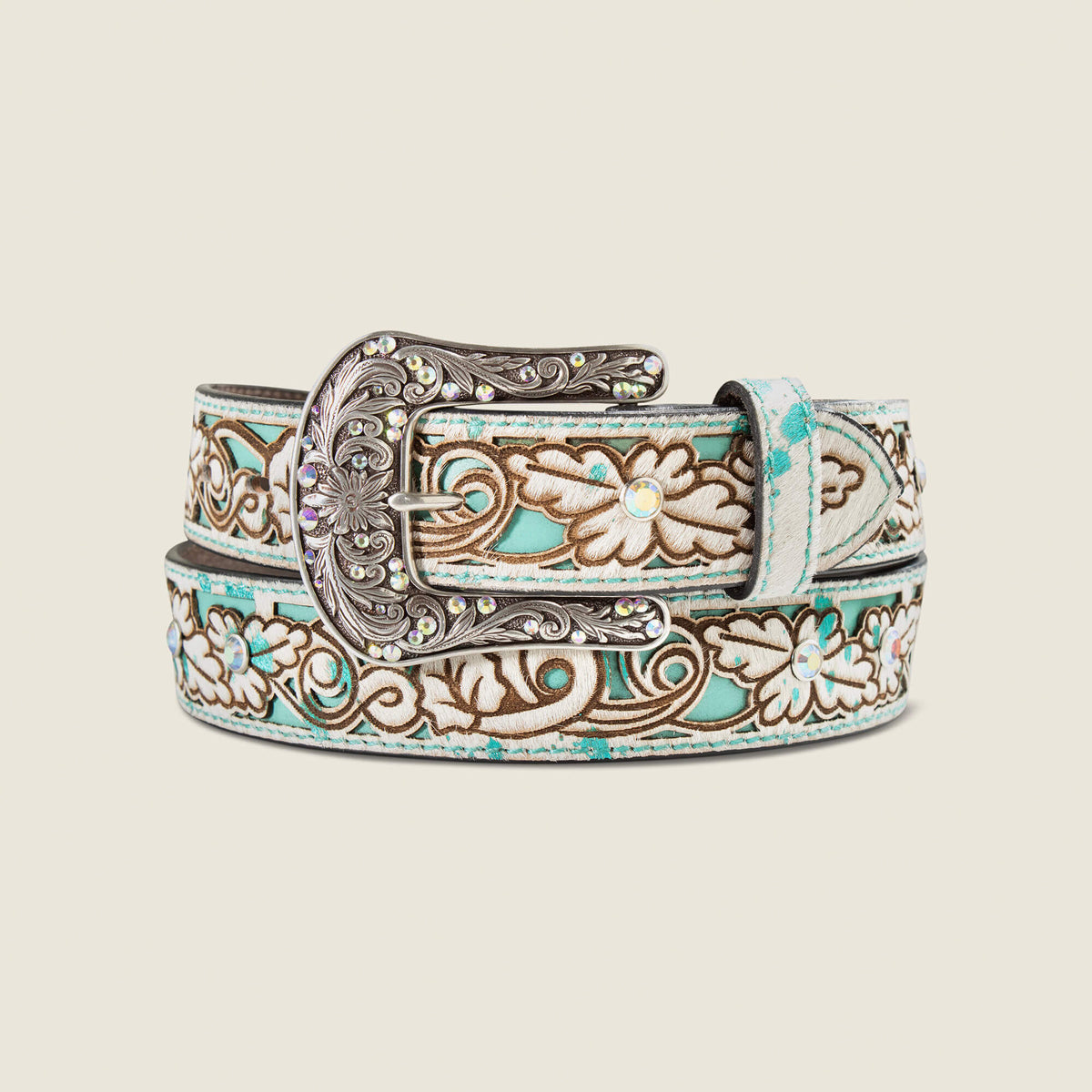 Hair-On Floral Belt - US 5732