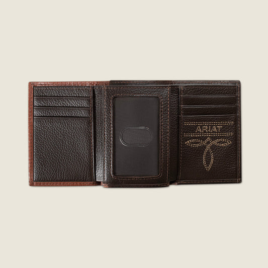 Pebble Leather With Trim Trifold Wallet - US 7520