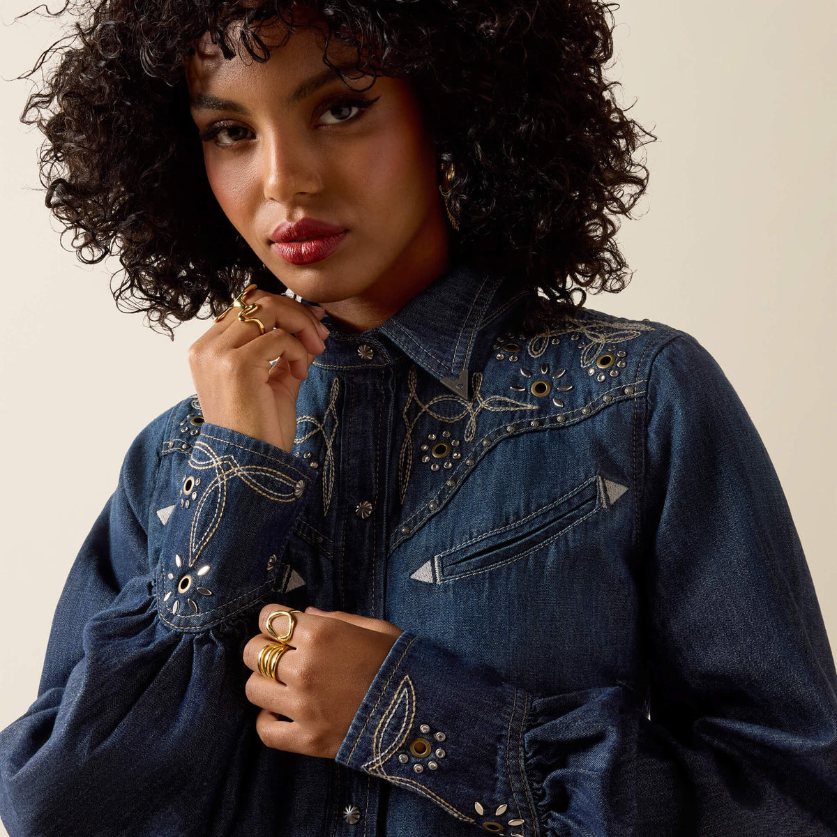 Embellished Blouson Shirt - US 0252