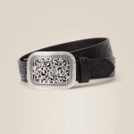 Floral Emboss Buckle Belt - US 9809