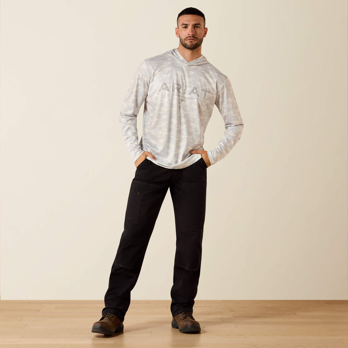 Rebar Sunblocker Printed Craft Hooded Long Sleeve T-Shirt - US 5385