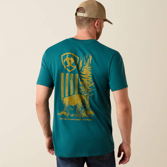 Ariat Bison Wander Flag Classic Fit T-Shirt - US 9482