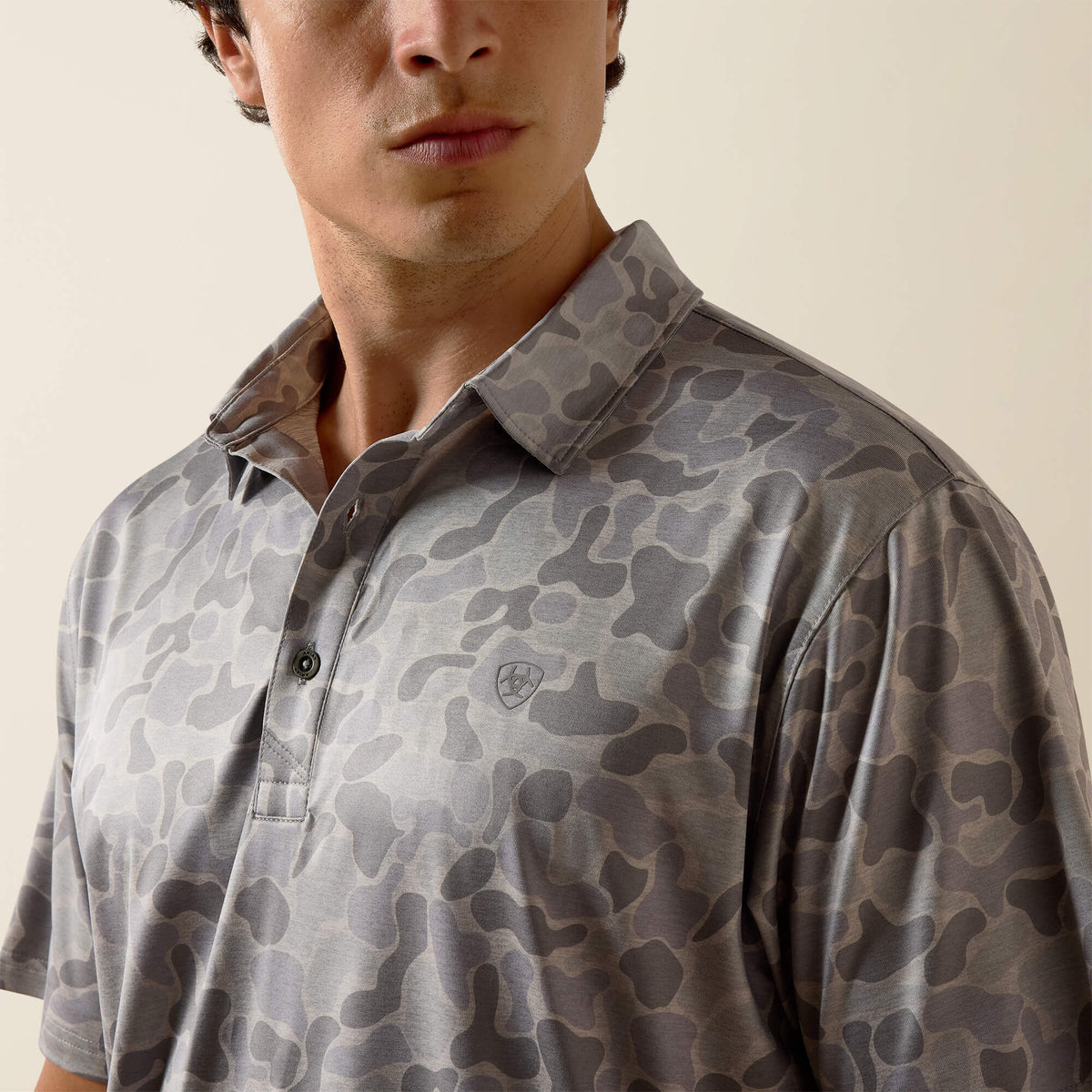 All Over Print Heathered Fitted Polo - US 0244