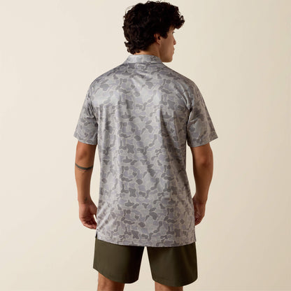 All Over Print Heathered Fitted Polo - US 0244