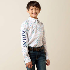 WHITE MULTI GEO PRINT|MARITIME BLUE