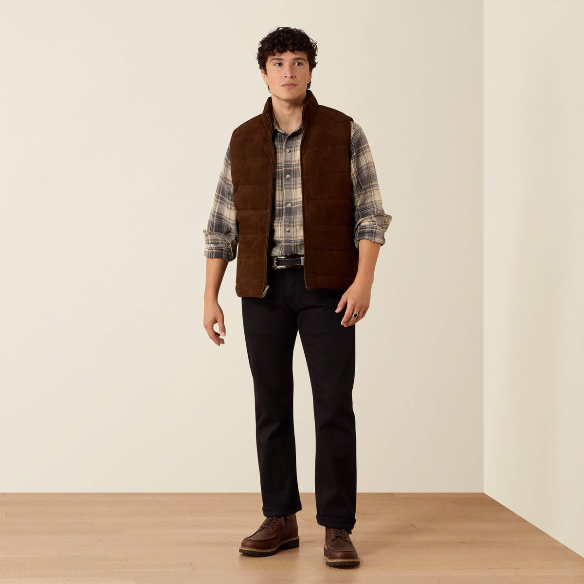 Bench Made Goat Suede Puffer Vest - US 4533