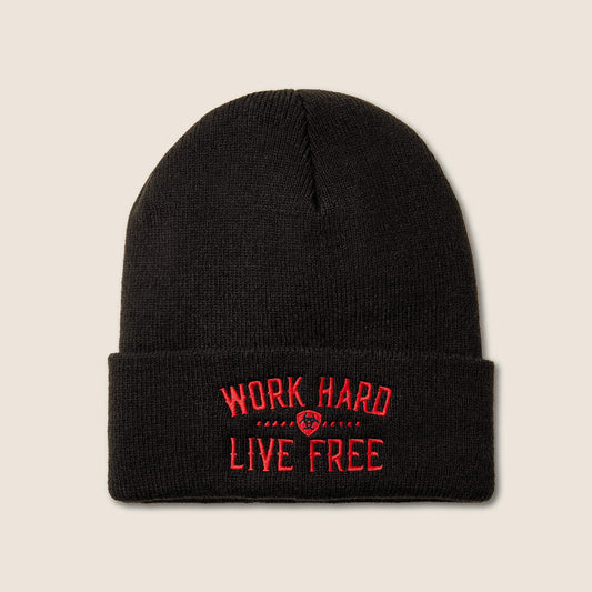 Rebar Work Hard Live Free Embroidery Beanie - US 4901