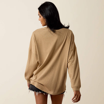 Canvas Oversized Long Sleeve T-Shirt - US 0875