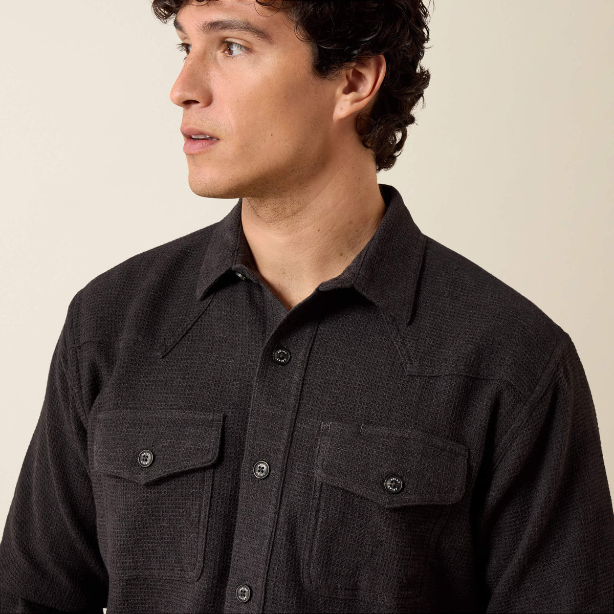 Retro Waffle Button Down Fitted Shirt - US 6411