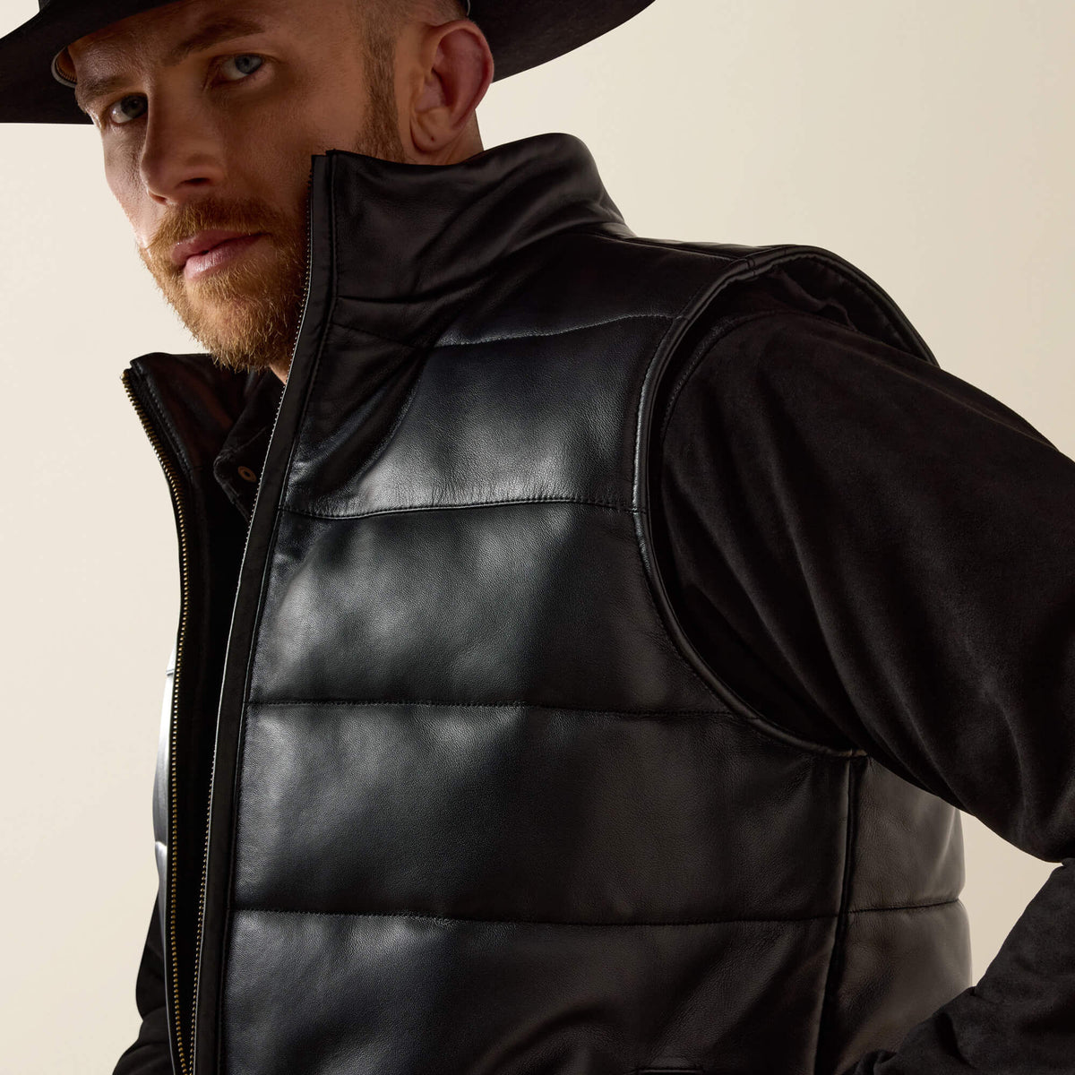 Bench Made Lamb Leather Puffer Vest - US 9641