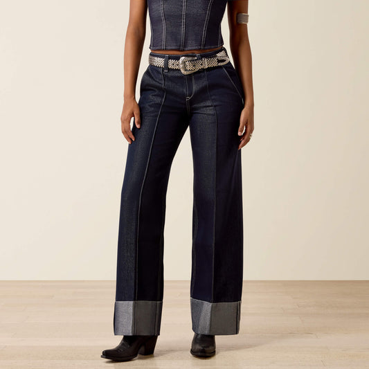Ultra High Rise Lurex Wide Leg Jeans - US 0943
