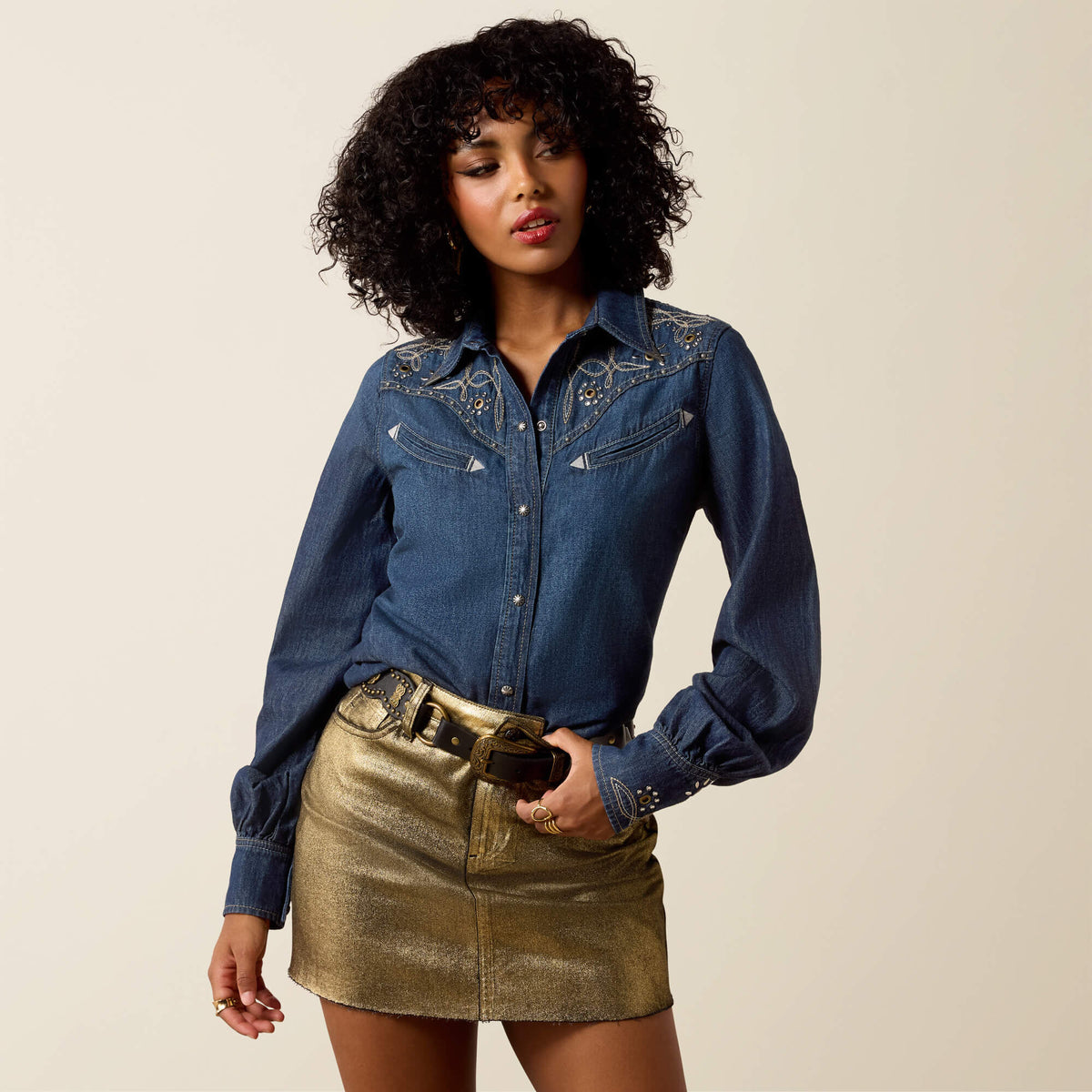 Embellished Blouson Shirt - US 0252