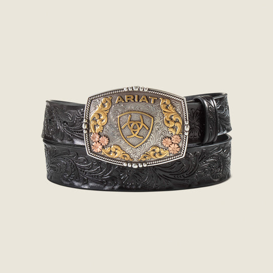 Floral Emboss with 3-Tone Buckle Belt - US 6121